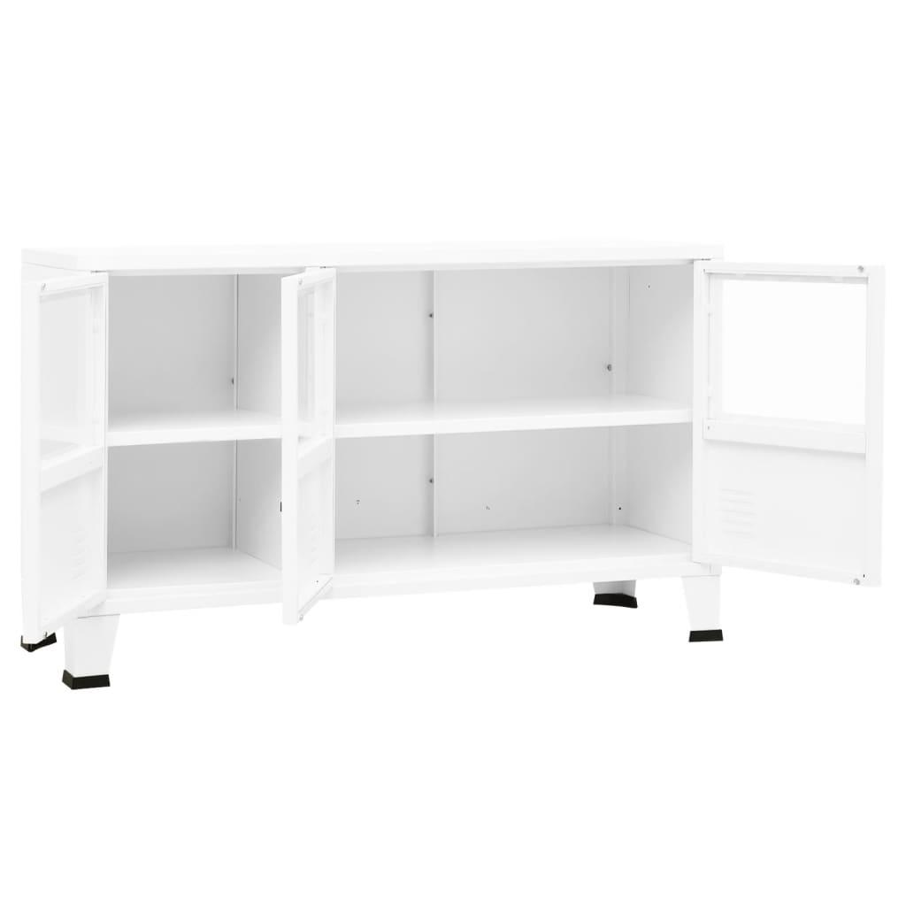 Industrial Sideboard White 41.3"x13.8"x24.4" Metal and Glass at Set Shop and Smile