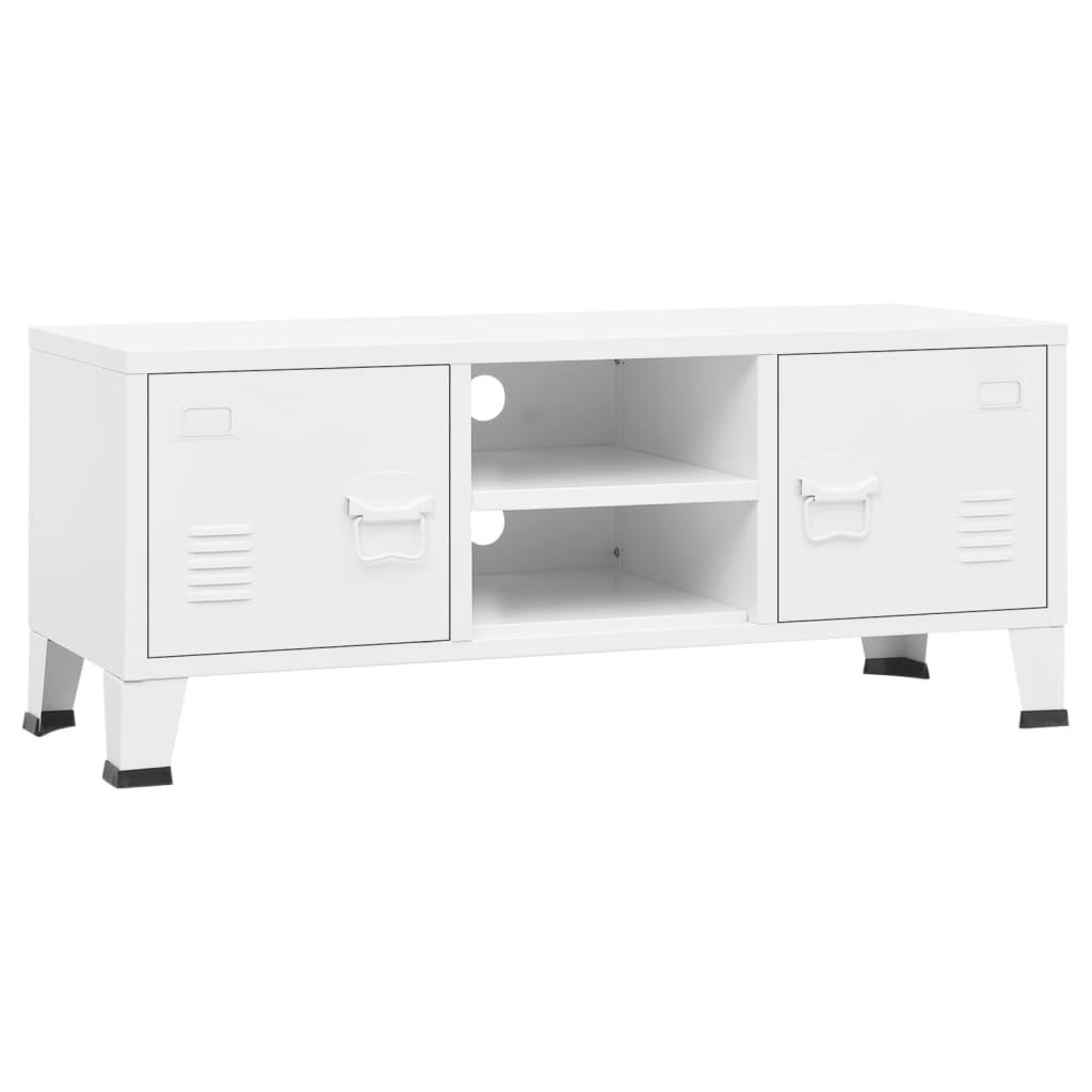 Industrial TV Cabinet White 41.3"x13.8"x16.5" Metal at Set Shop and Smile