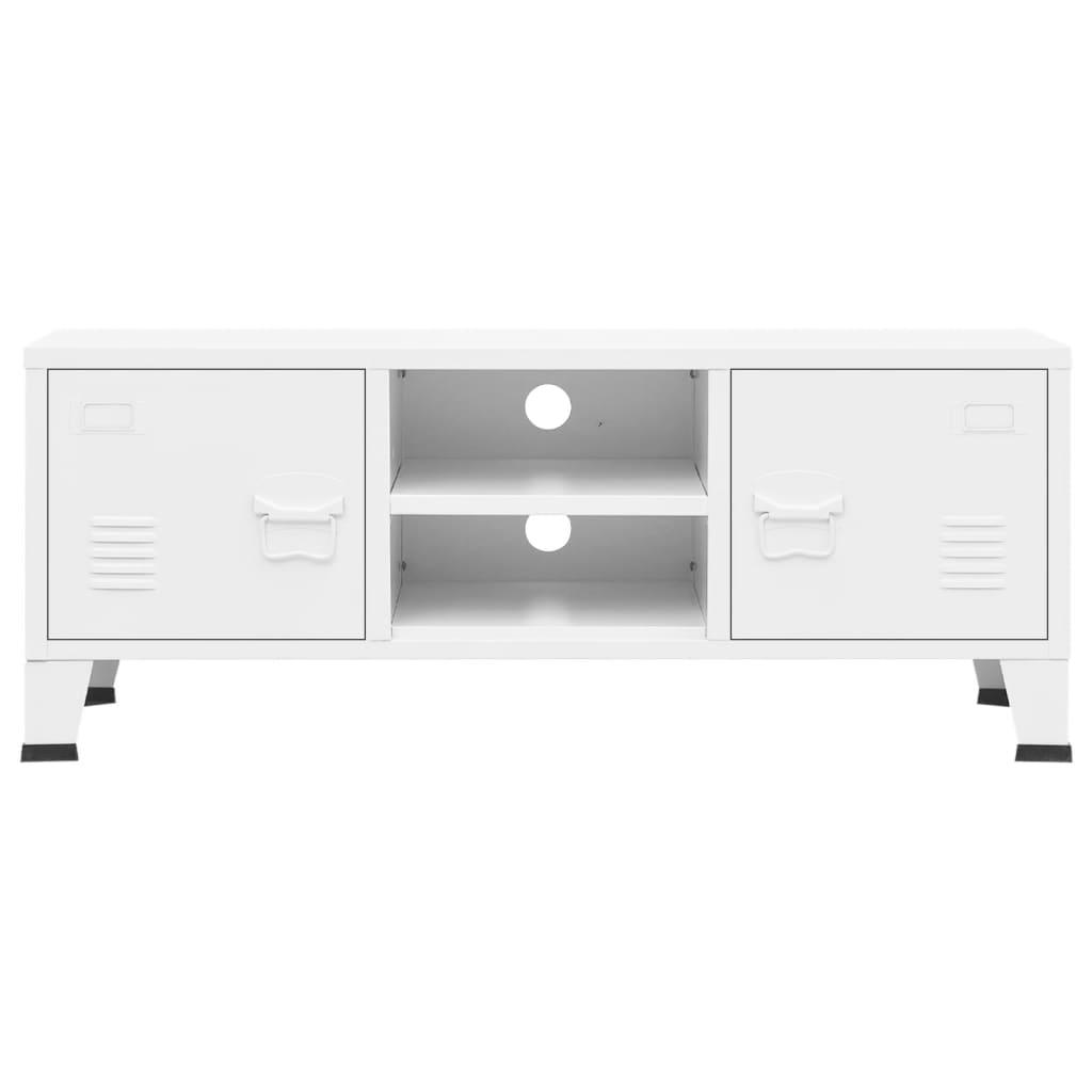 Industrial TV Cabinet White 41.3"x13.8"x16.5" Metal at Set Shop and Smile