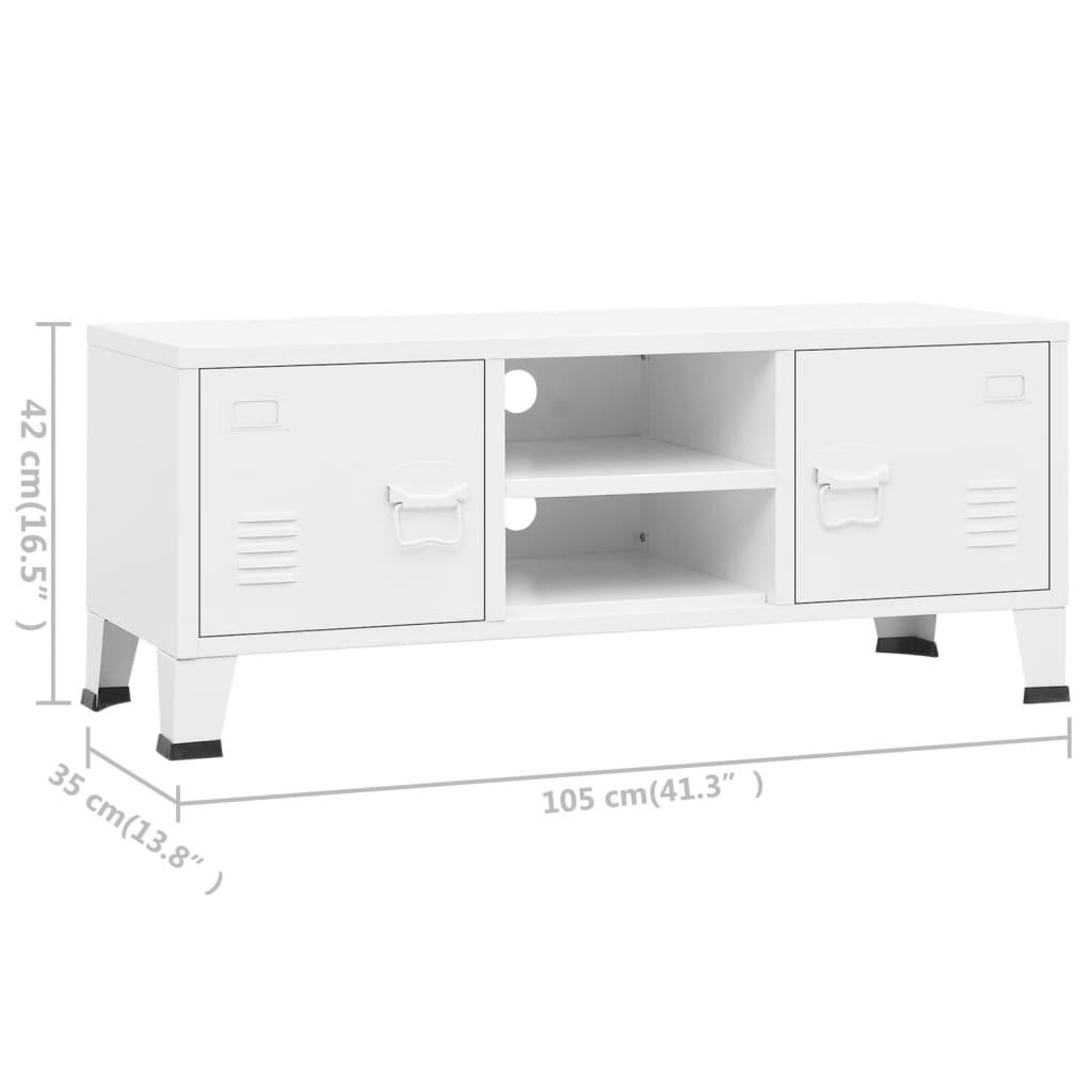 Industrial TV Cabinet White 41.3"x13.8"x16.5" Metal at Set Shop and Smile