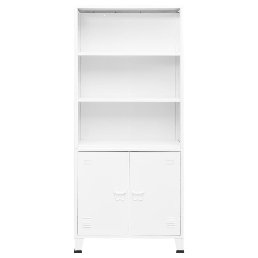 Industrial Bookshelf White 31.5"x12.6"x70.9" Steel at Set Shop and Smile