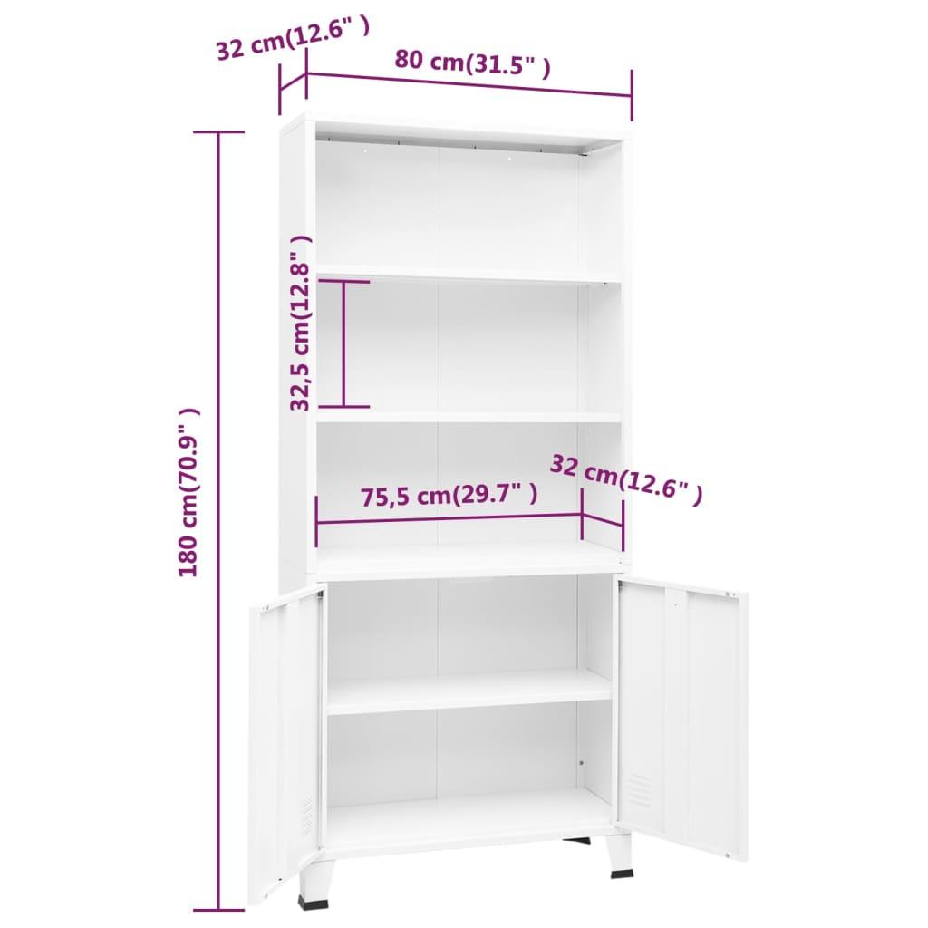 Industrial Bookshelf White 31.5"x12.6"x70.9" Steel at Set Shop and Smile