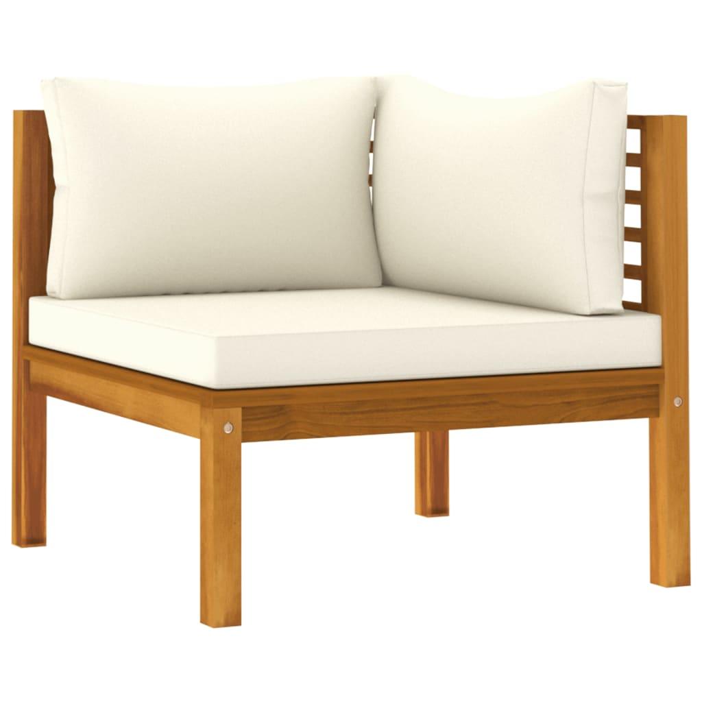 4 Piece Patio Lounge Set with Cream Cushion Solid Acacia Wood at Set Shop and Smile