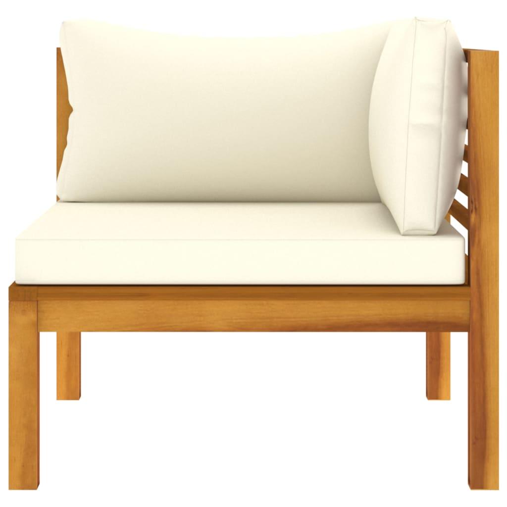 2-Seater Patio Sofa with Cream Cushion Solid Acacia Wood at Set Shop and Smile