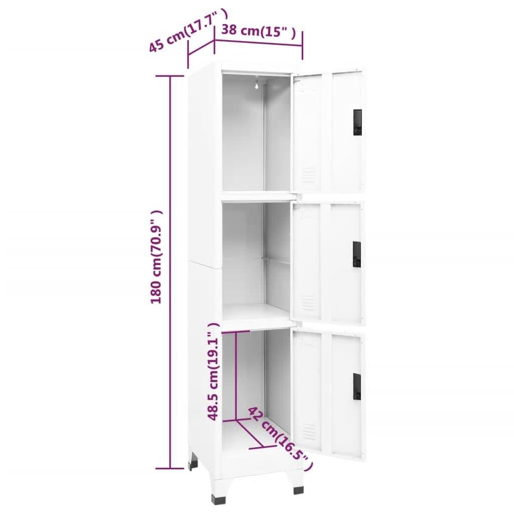 Locker Cabinet White 15"x17.7"x70.9" Steel at Set Shop and Smile
