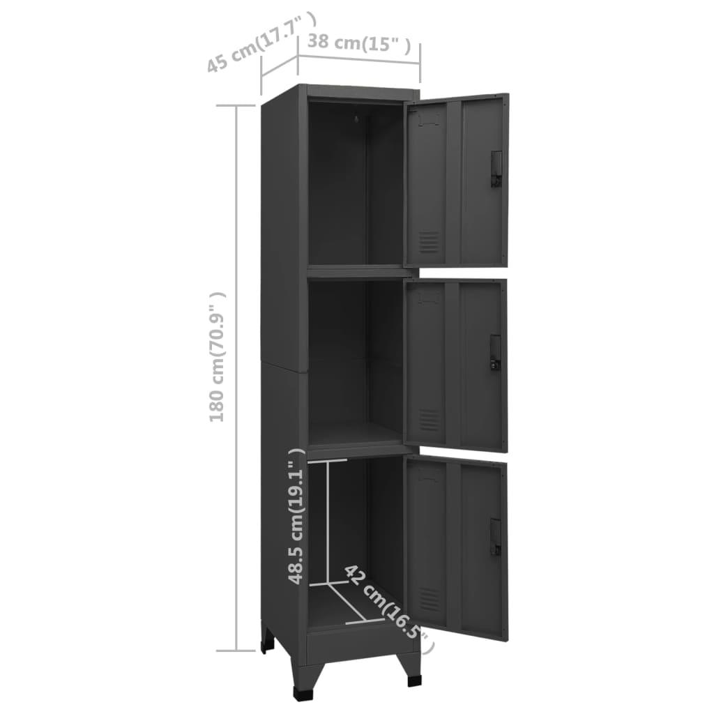 Locker Cabinet Anthracite 15"x17.7"x70.9" Steel at Set Shop and Smile