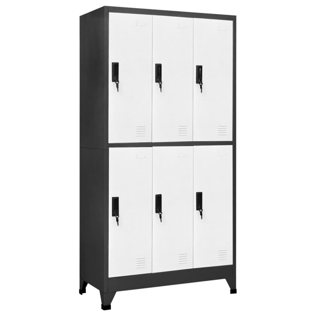 Locker Cabinet Anthracite and White 35.4"x17.7"x70.9" Steel at Set Shop and Smile