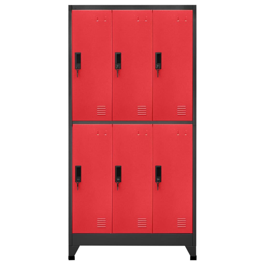 Locker Cabinet Anthracite and Red 35.4"x17.7"x70.9" Steel at Set Shop and Smile