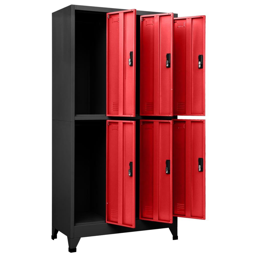 Locker Cabinet Anthracite and Red 35.4"x17.7"x70.9" Steel at Set Shop and Smile