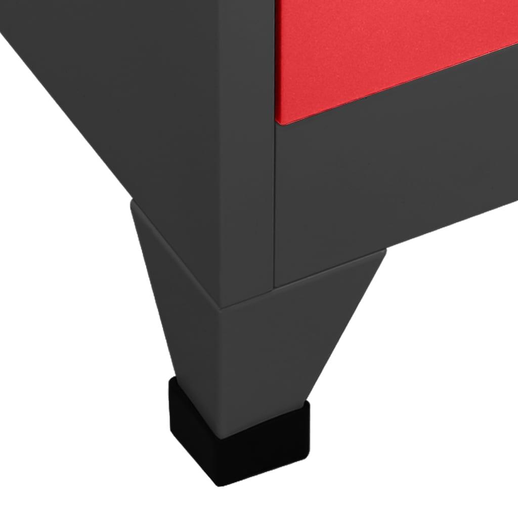 Locker Cabinet Anthracite and Red 35.4"x17.7"x70.9" Steel at Set Shop and Smile