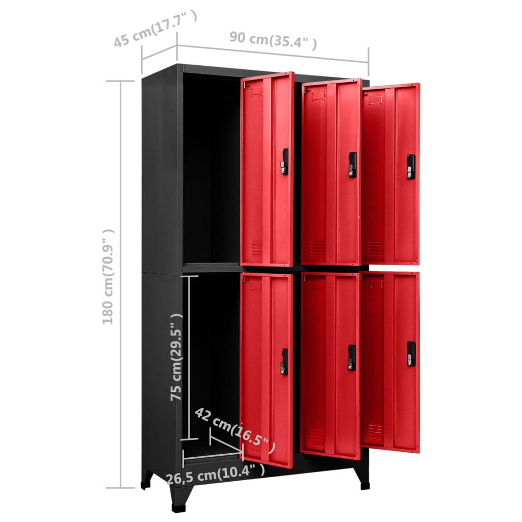 Locker Cabinet Anthracite and Red 35.4"x17.7"x70.9" Steel at Set Shop and Smile