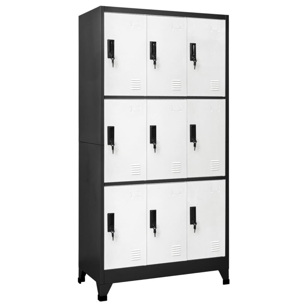 Locker Cabinet Anthracite and White 35.4"x17.7"x70.9" Steel at Set Shop and Smile