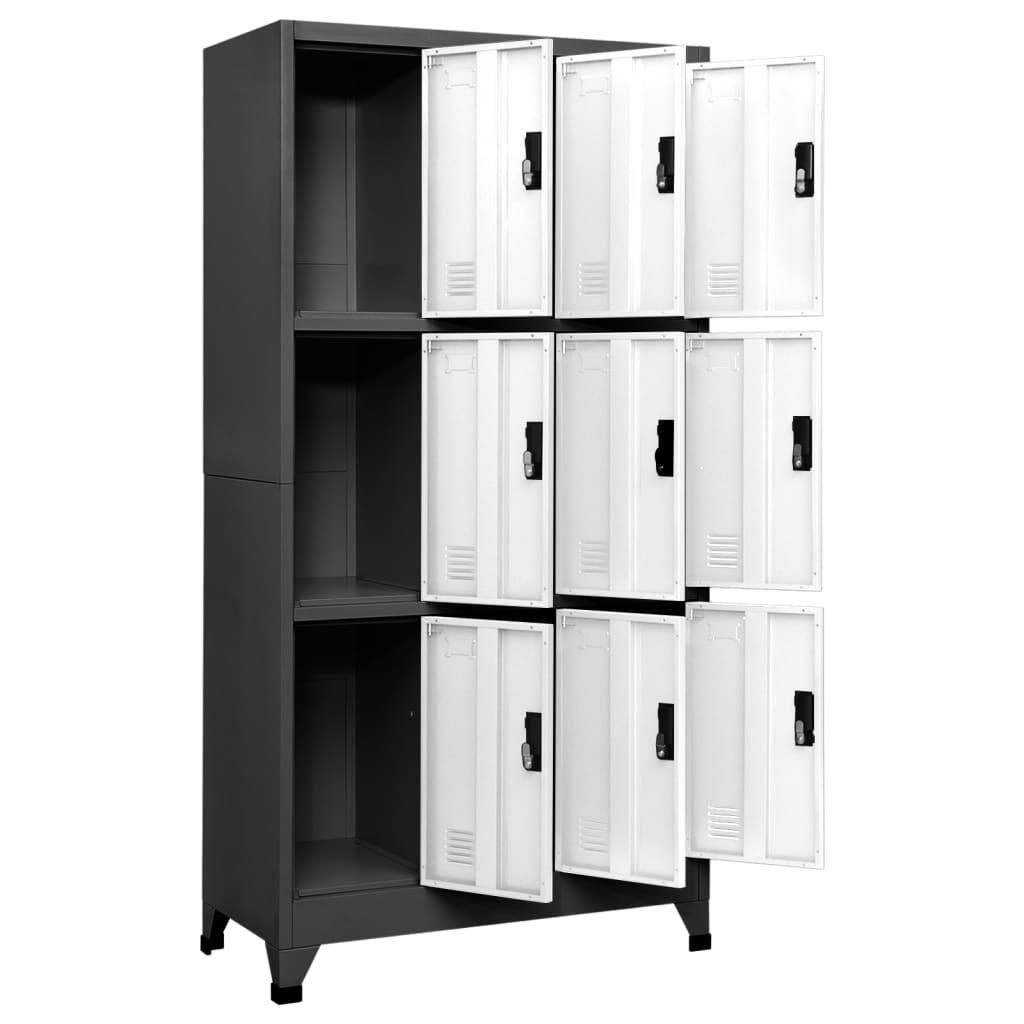 Locker Cabinet Anthracite and White 35.4"x17.7"x70.9" Steel at Set Shop and Smile