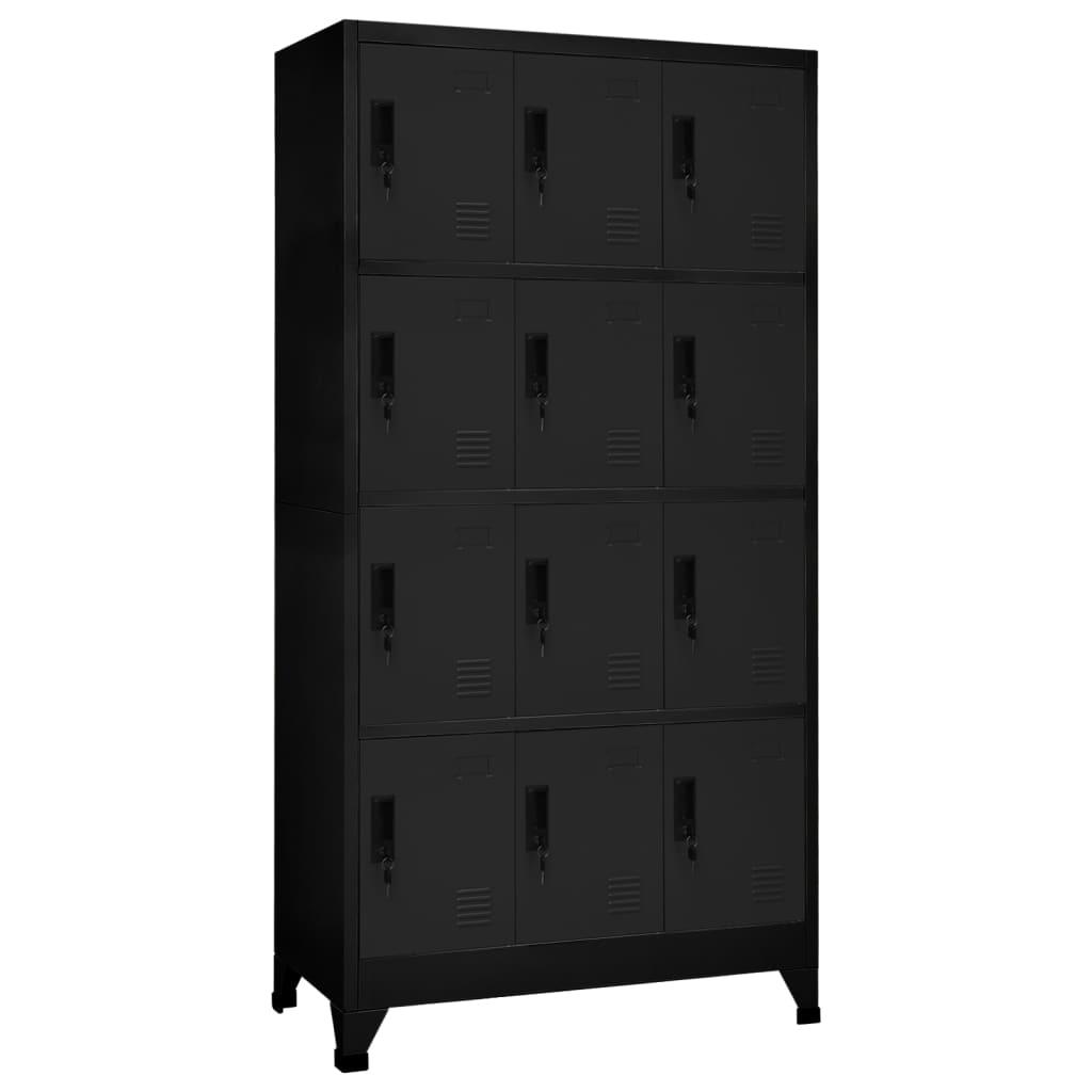 Locker Cabinet Black 35.4"x17.7"x70.9" Steel at Set Shop and Smile