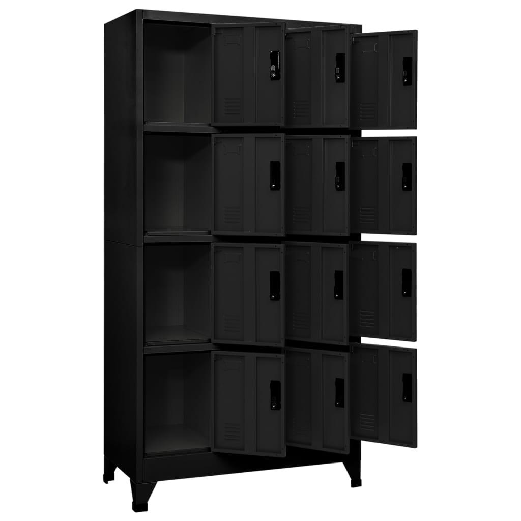 Locker Cabinet Black 35.4"x17.7"x70.9" Steel at Set Shop and Smile