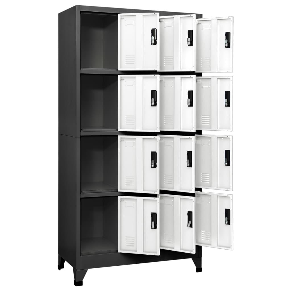 Locker Cabinet Anthracite and White 35.4"x17.7"x70.9" Steel at Set Shop and Smile