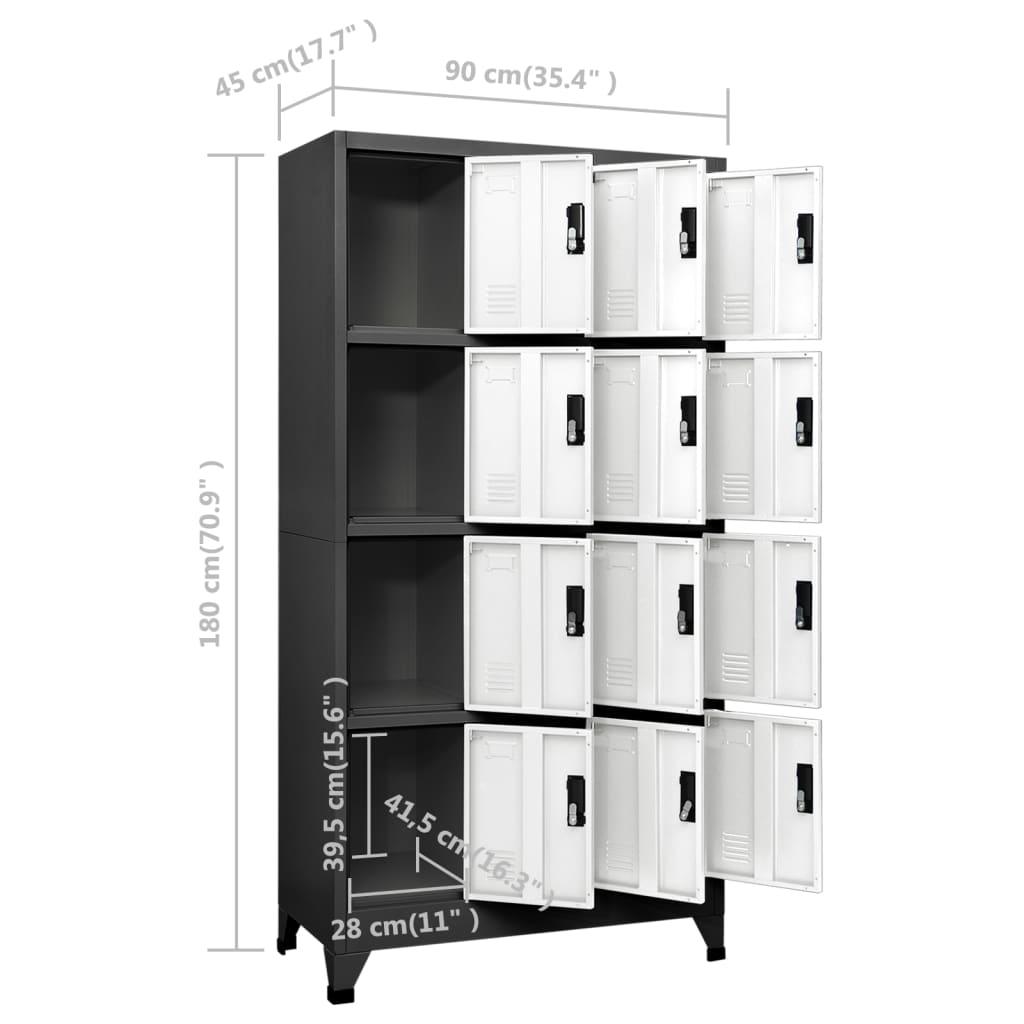 Locker Cabinet Anthracite and White 35.4"x17.7"x70.9" Steel at Set Shop and Smile