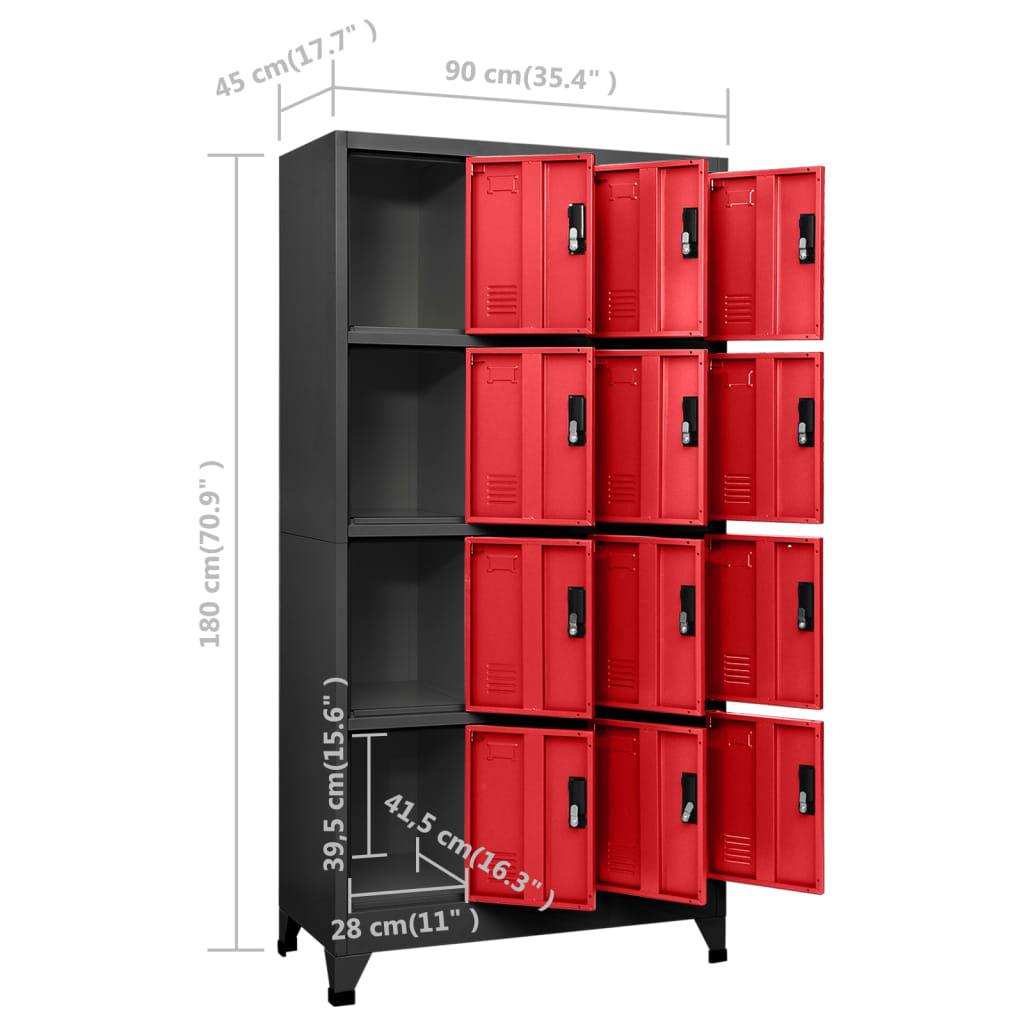 Locker Cabinet Anthracite and Red 35.4"x17.7"x70.9" Steel at Set Shop and Smile