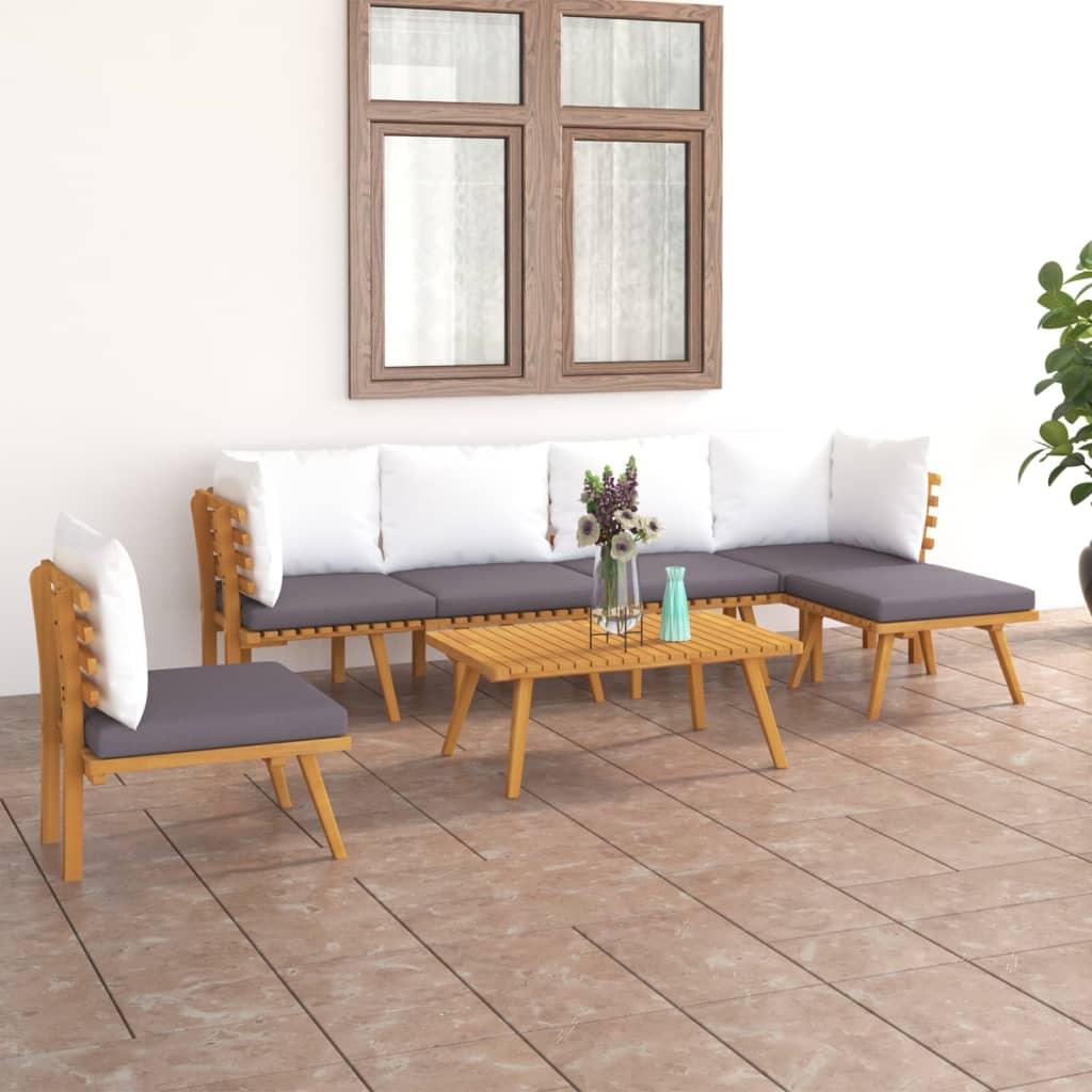 7 Piece Patio Lounge Set with Cushions Solid Acacia Wood at Set Shop and Smile