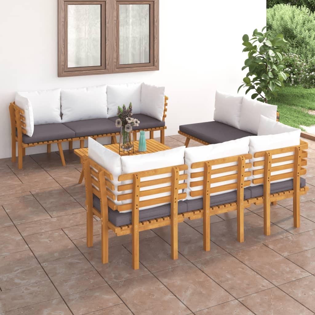 8 Piece Patio Lounge Set with Cushions Solid Acacia Wood at Set Shop and Smile