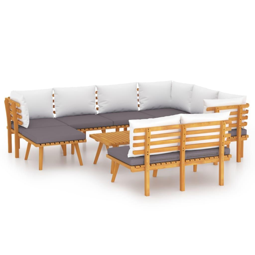 9 Piece Patio Lounge Set with Cushions Solid Acacia Wood at Set Shop and Smile
