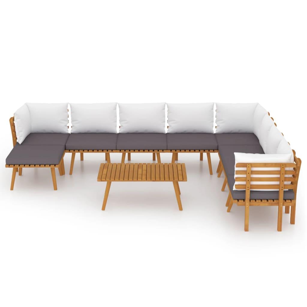 9 Piece Patio Lounge Set with Cushions Solid Acacia Wood at Set Shop and Smile