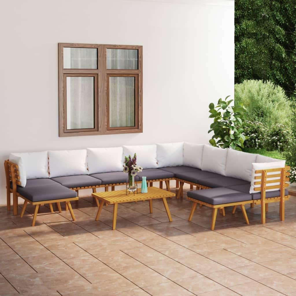 11 Piece Patio Lounge Set with Cushions Solid Acacia Wood at Set Shop and Smile