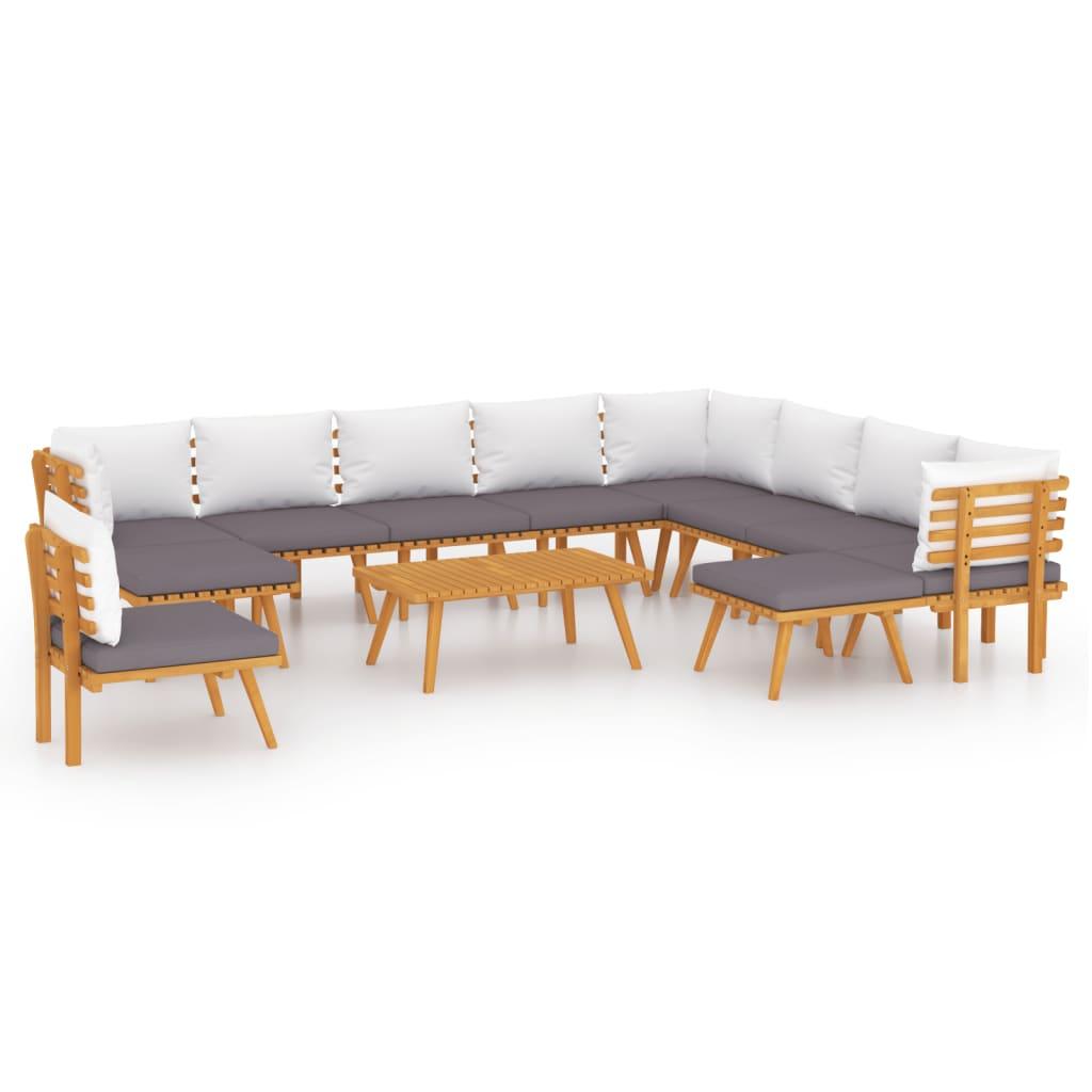 12 Piece Patio Lounge Set with Cushions Solid Acacia Wood at Set Shop and Smile