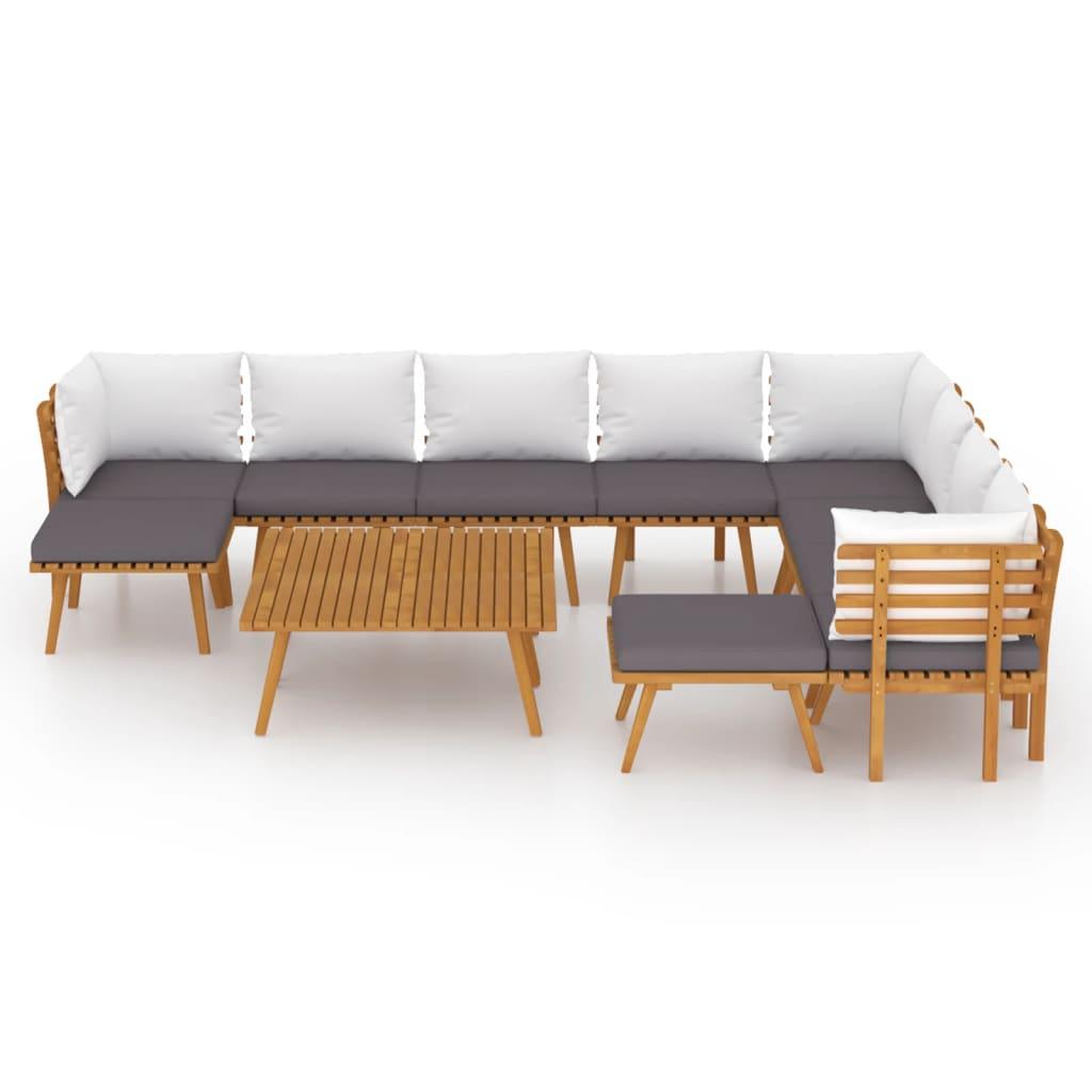 12 Piece Patio Lounge Set with Cushions Solid Acacia Wood at Set Shop and Smile