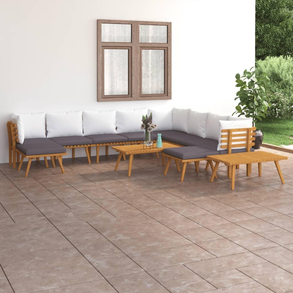 12 Piece Patio Lounge Set with Cushions Solid Acacia Wood at Set Shop and Smile