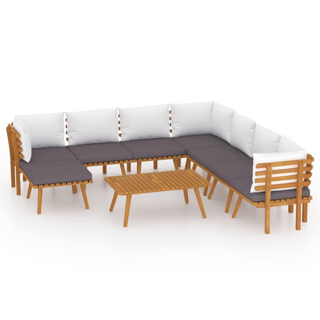 9 Piece Patio Lounge Set with Cushions Solid Acacia Wood at Set Shop and Smile