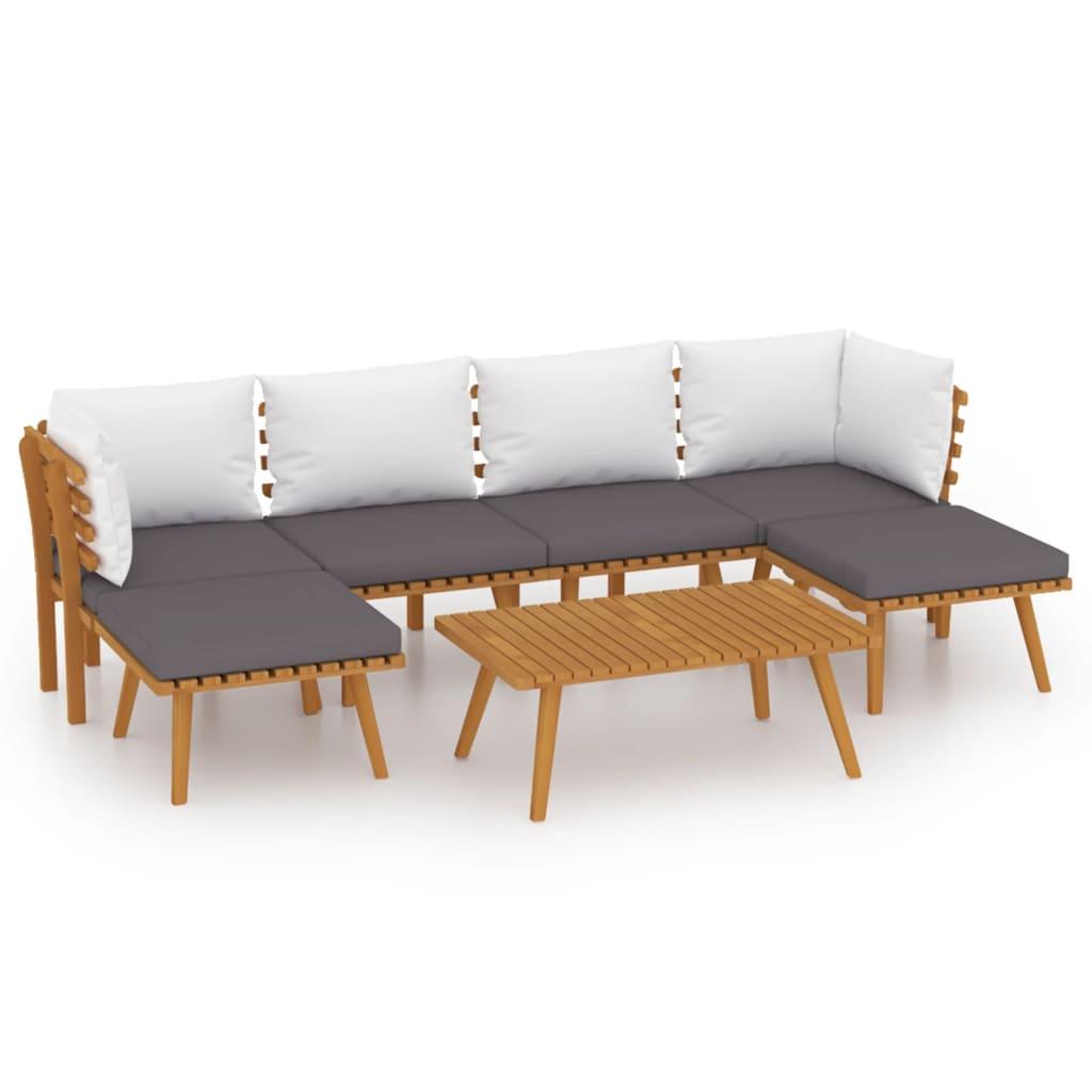 7 Piece Patio Lounge Set with Cushions Solid Acacia Wood at Set Shop and Smile