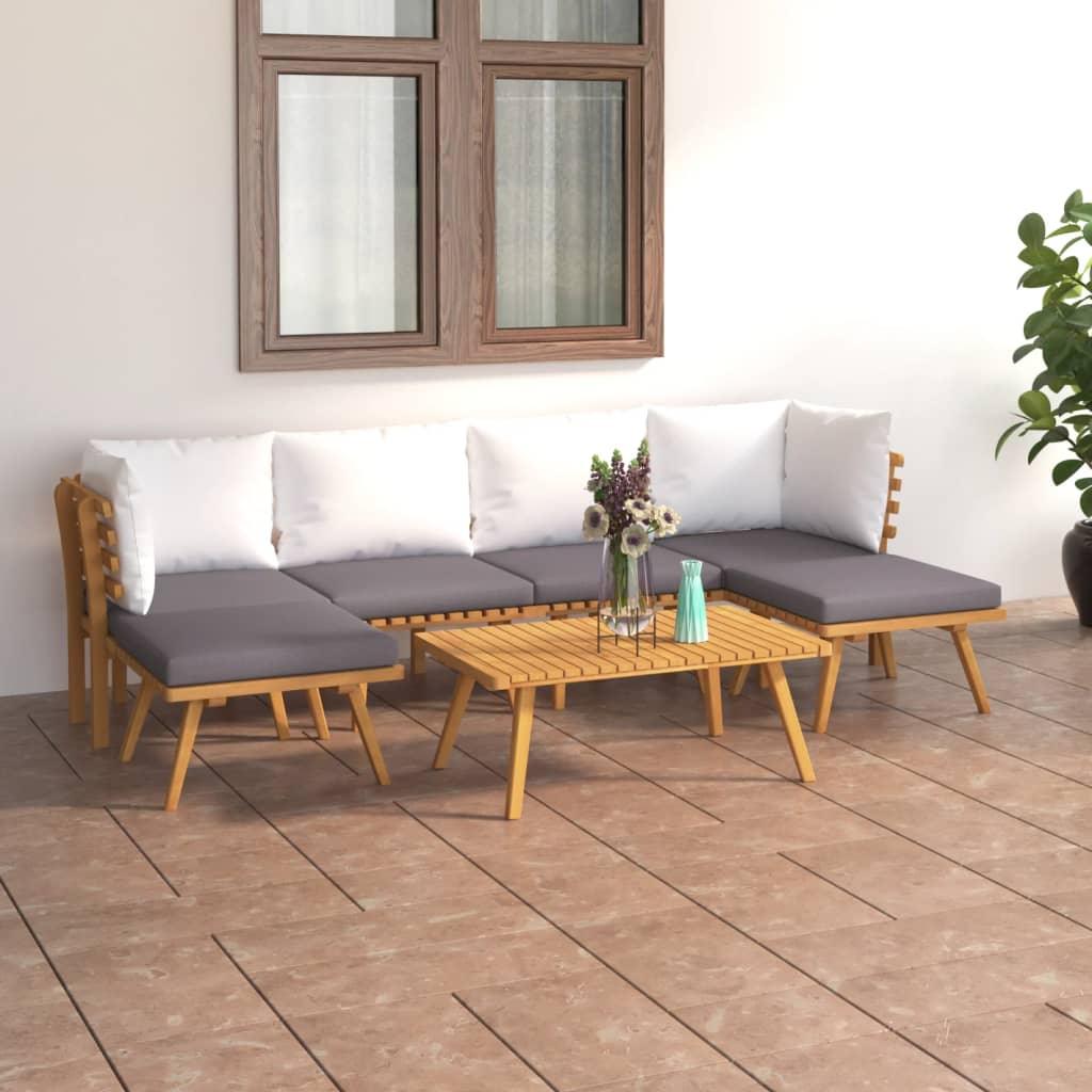 7 Piece Patio Lounge Set with Cushions Solid Acacia Wood at Set Shop and Smile