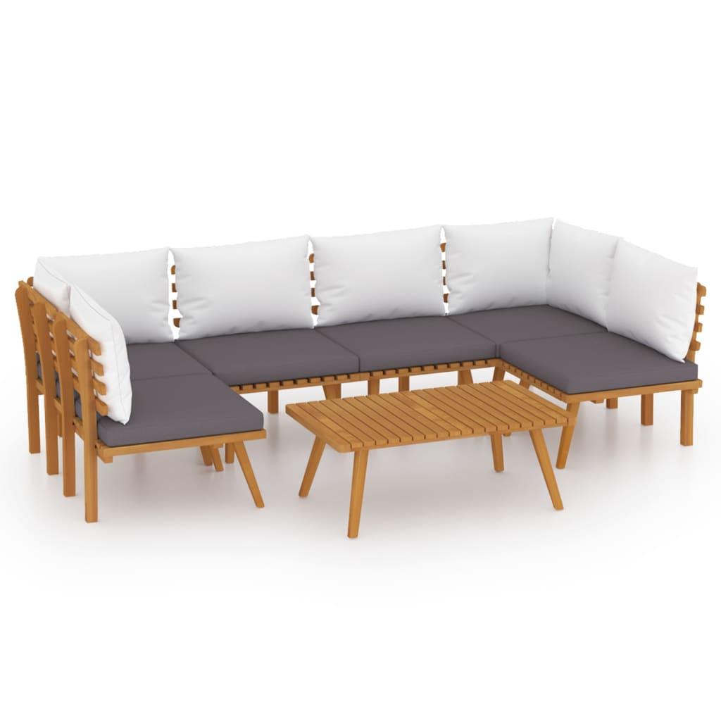 7 Piece Patio Lounge Set with Cushions Solid Acacia Wood at Set Shop and Smile