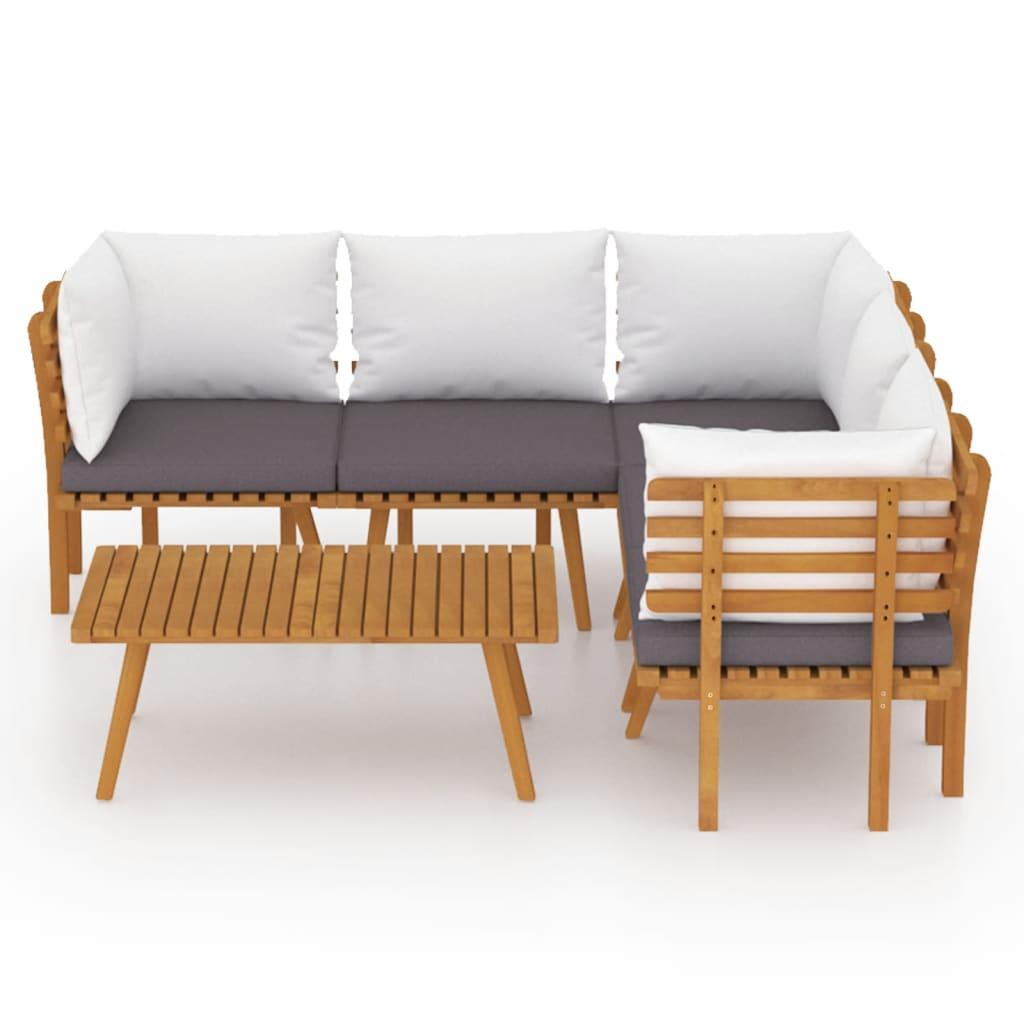 6 Piece Patio Lounge Set with Cushions Solid Acacia Wood at Set Shop and Smile