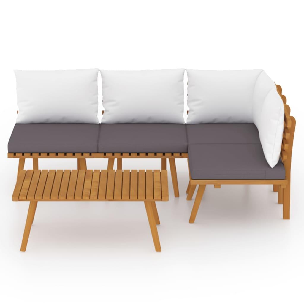 5 Piece Patio Lounge Set with Cushions Solid Acacia Wood at Set Shop and Smile