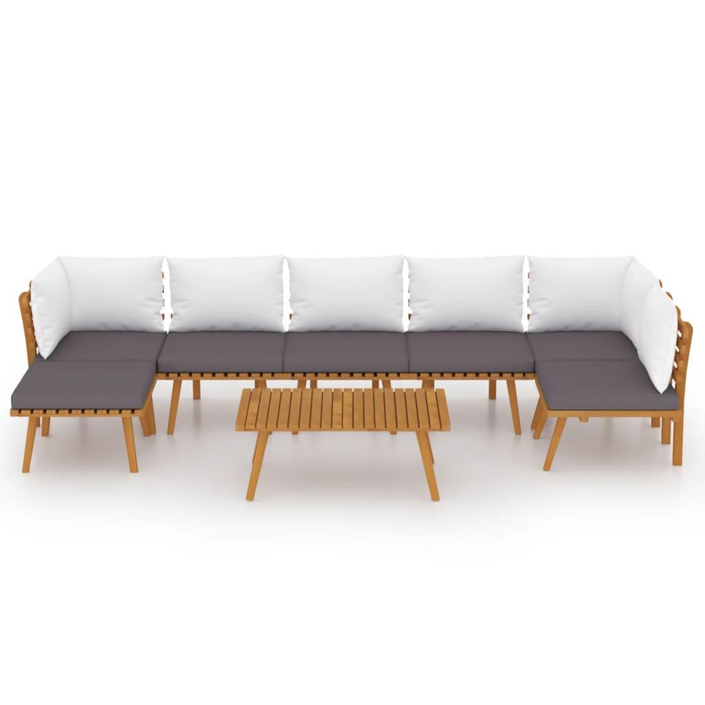 8 Piece Patio Lounge Set with Cushions Solid Acacia Wood at Set Shop and Smile