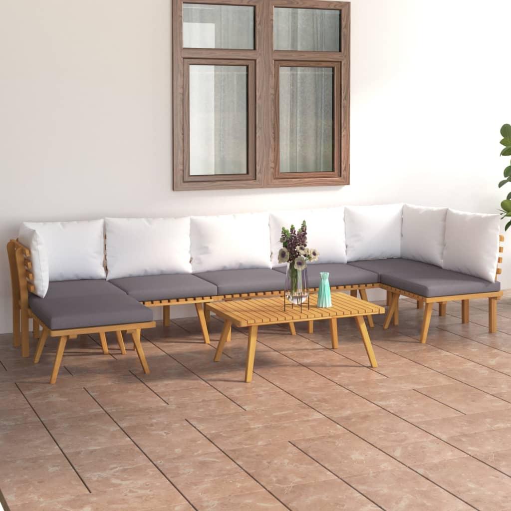 8 Piece Patio Lounge Set with Cushions Solid Acacia Wood at Set Shop and Smile