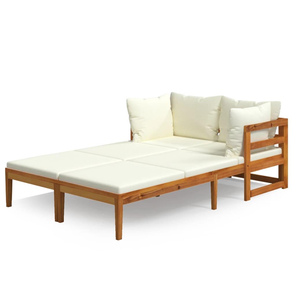Sun Loungers with Cream White Cushions 2 pcs Acacia Wood at Set Shop and Smile