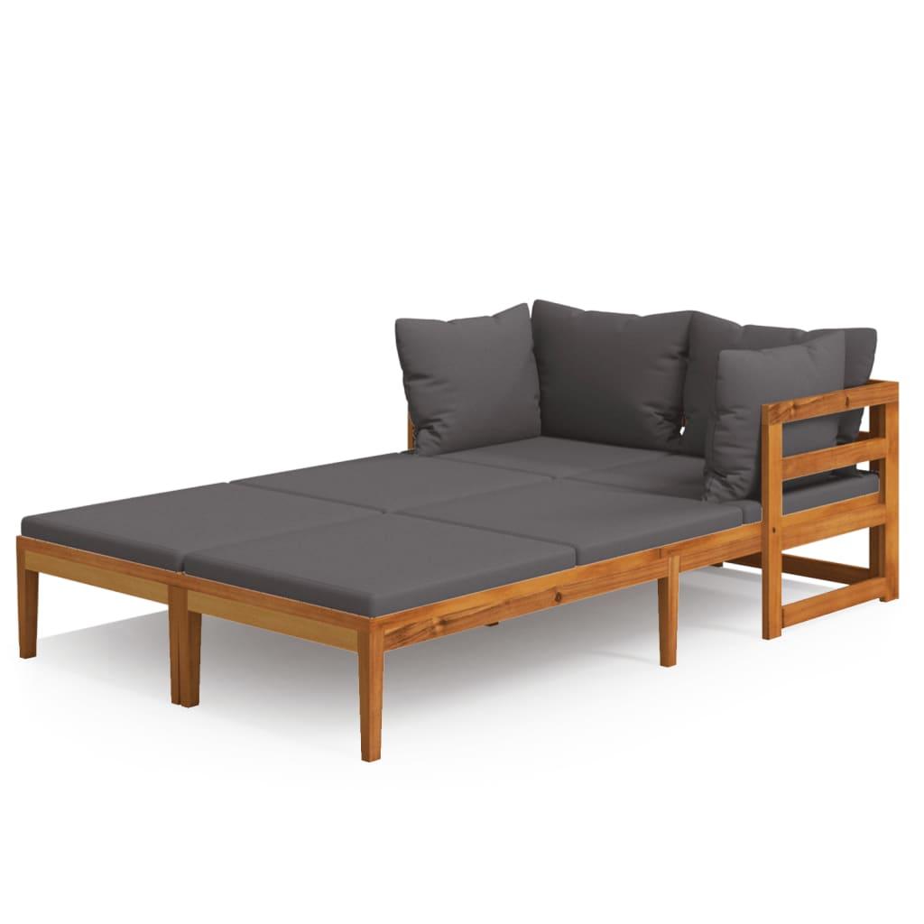 Sun Loungers with Dark Gray Cushions 2 pcs Acacia Wood at Set Shop and Smile