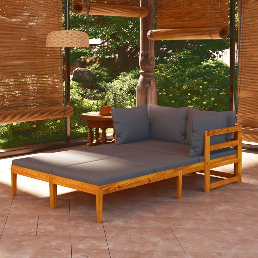 Sun Loungers with Dark Gray Cushions 2 pcs Acacia Wood at Set Shop and Smile