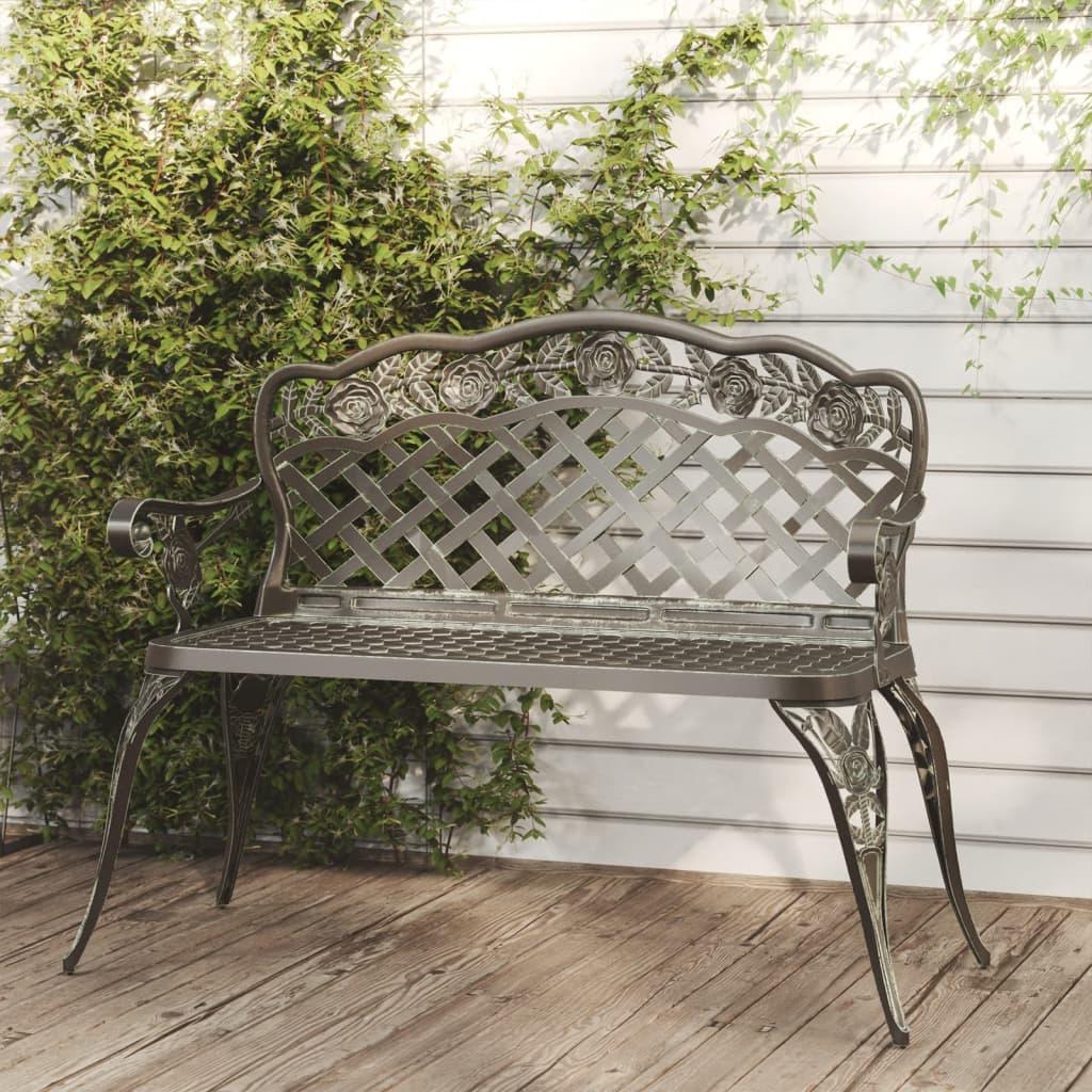 Patio Bench 42.5" Cast Aluminum Green at Set Shop and Smile