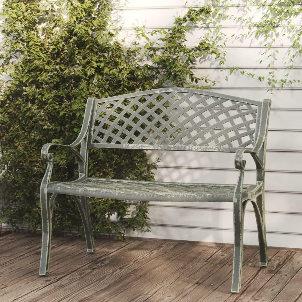 Patio Bench 40.2" Cast Aluminum Green at Set Shop and Smile