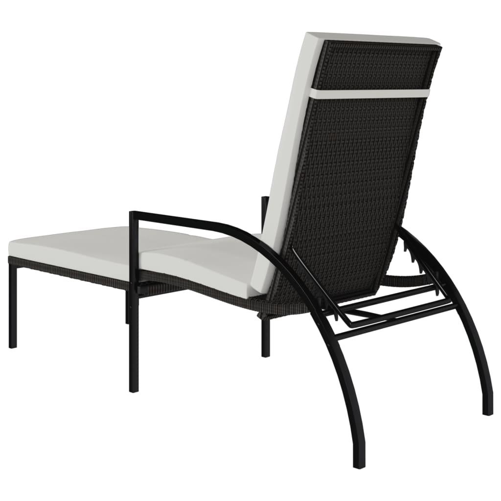 Sun Lounger with Footrest PE Rattan Brown at Set Shop and Smile