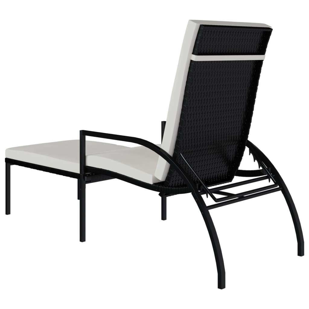 Sun Loungers 2 pcs with Footrest PE Rattan Black at Set Shop and Smile