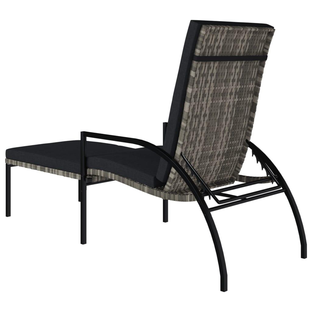 Sun Loungers 2 pcs with Footrest PE Rattan Gray at Set Shop and Smile