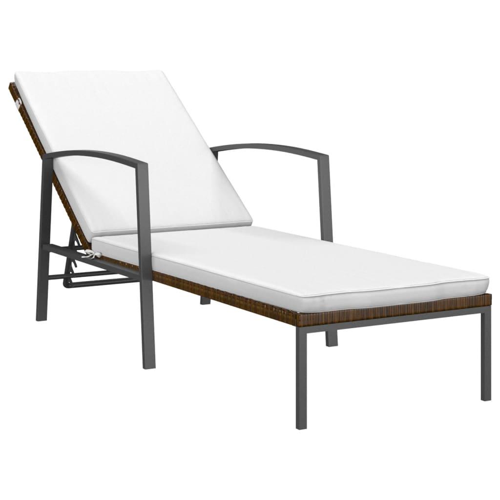Sun Loungers 2 pcs with Table Poly Rattan Brown at Set Shop and Smile