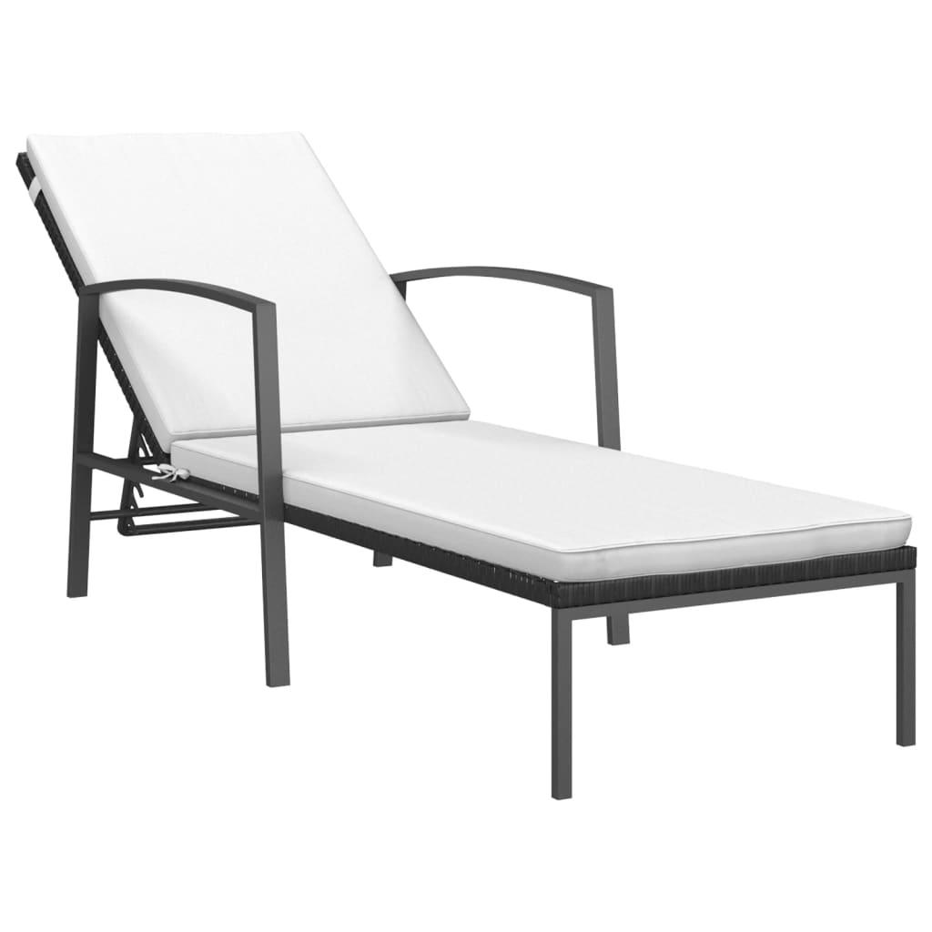 Sun Loungers 2 pcs with Table Poly Rattan Black at Set Shop and Smile