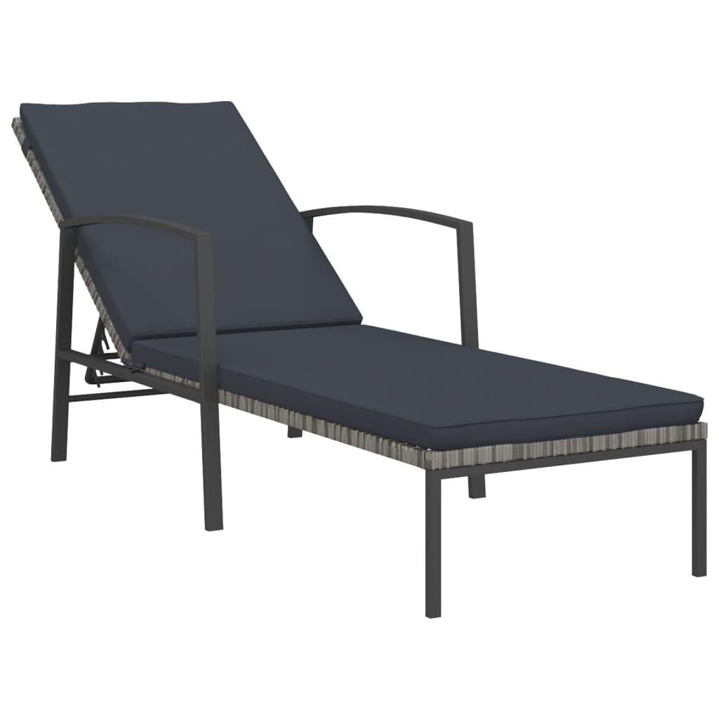 Sun Loungers 2 pcs with Table Poly Rattan Gray at Set Shop and Smile