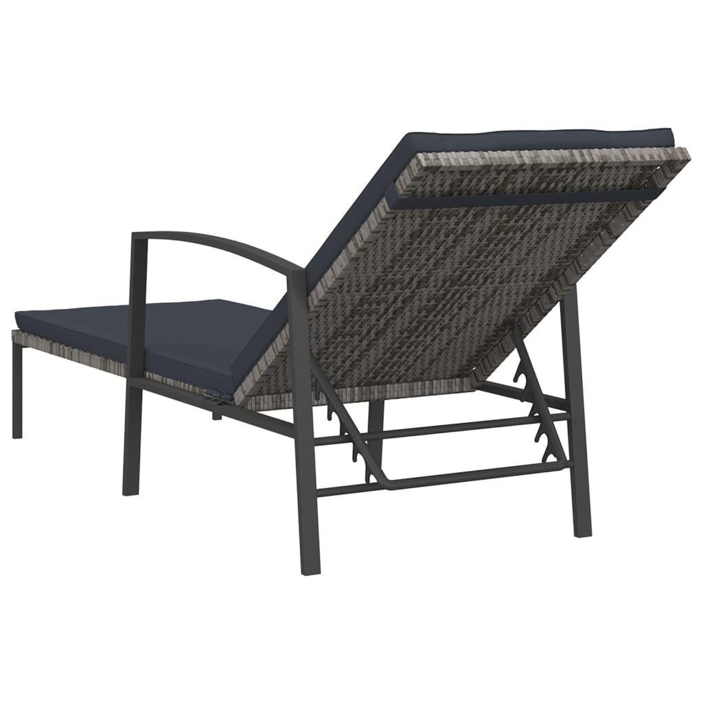 Sun Loungers 2 pcs with Table Poly Rattan Gray at Set Shop and Smile